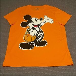 Disney Mickey Mouse Halloween Skeleton Pumpkin Graphic T Shirt